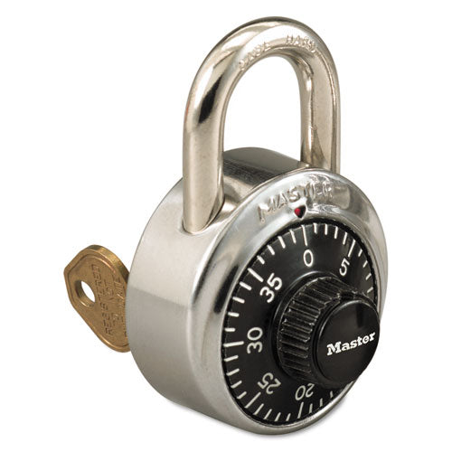 Combination Stainless Steel Padlock With Key Cylinder, 1.87" Wide, Black/silver