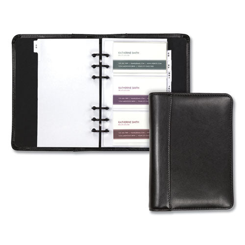 Regal Leather Business Card Binder, Holds 120 2 X 3.5 Cards, 5.75 X 7.75, Black