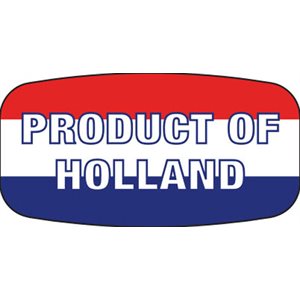 Label - Product Of Holland Red/Blue On White Short Oval 1000/Roll