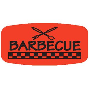 Label - Barbecue Black on Red Short Oval 1000/Roll