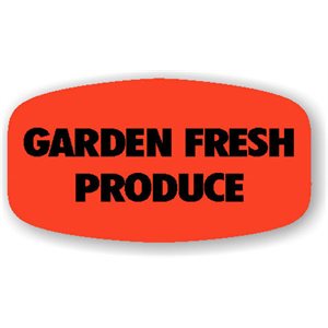 Label - Garden Fresh Produce Black On Red Short Oval 1000/Roll