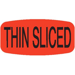 Label - Thin Sliced Black On Red Short Oval 1000/Roll