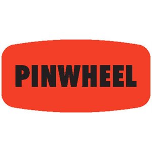 Label - Pin Wheel Black On Red Short Oval 1000/Roll