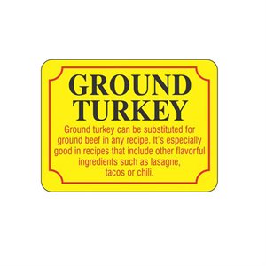 Label - Ground Turkey ... Can Be Subst Black/Red/Yellowlow 1.5x2 In. 1M/Roll