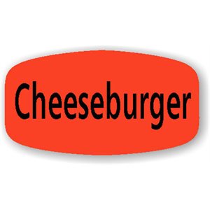 Label - Cheeseburger Black on Red Short Oval 1000/Roll