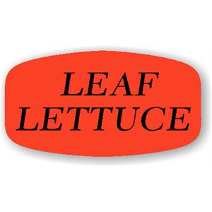 Label - Leaf Lettuce Black on Red Short Oval 1000/Roll