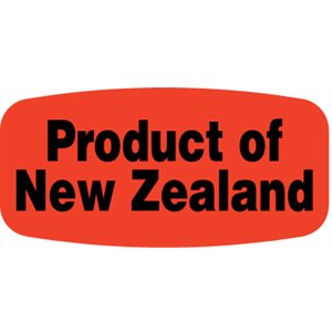 Label - Product of New Zealand Black on Red Short Oval 1000/Roll