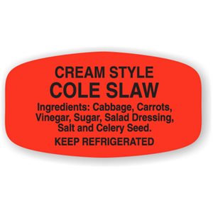 Label - Cole Slaw (w/ing) Black On Red Short Oval 1000/Roll