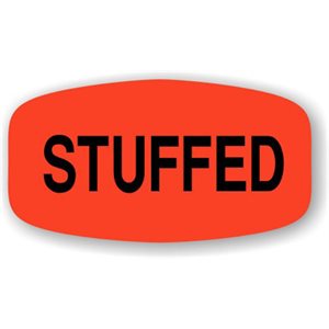 Label - Stuffed Black On Red Short Oval 1000/Roll