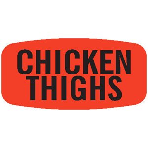 Label - Chicken Thighs Black On Red Short Oval 1000/Roll