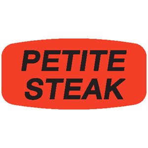 Label - Petite Steak Black on Red Short Oval 1000/Roll