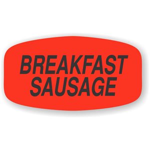Label - Breakfast Sausage Black on Red Short Oval 1000/Roll