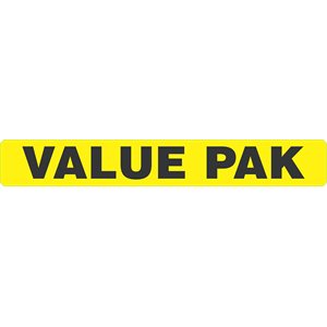 Label - Value Pak Black/Yellow 1.0x7.0 in. 500/Roll