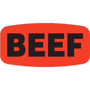 Label - Beef Black on Red Short Oval 1000/Roll