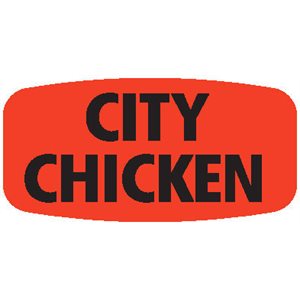 Label - City Chicken Black On Red Short Oval 1000/Roll