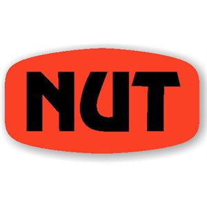 Label - Nut Black on Red Short Oval 1000/Roll