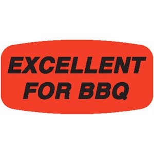 Label - Excellent For Barbeque Black On Red Short Oval 1000/Roll