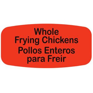 Label - Whole Frying Chicken/Pollos Enteros Para Freir Black On Red Short Oval 1000/Roll