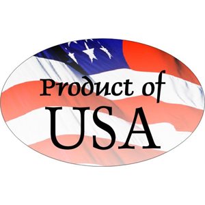 Label - Product Of USA 4 Color Process 1.25x2 In. Oval 500/rl