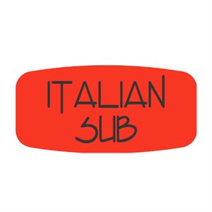 Label - Italian Sub Black On Red Short Oval 1000/Roll