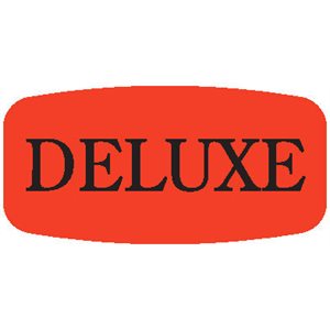 Label - Deluxe Black On Red Short Oval 1000/Roll