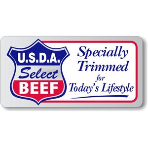 Label - USDA Select Beef Specially Red/Blue/White On Silver 1.5x3 In. 1M/Roll