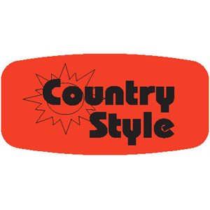 Label - Country Style Black On Red Short Oval 1000/Roll