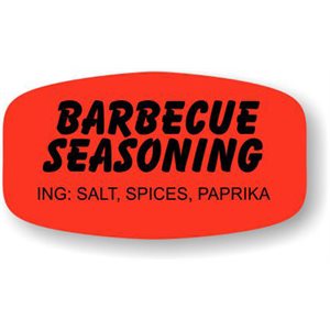 Label - Barbecue Seasoning (w/ing) Black On Red Short Oval 1000/Roll