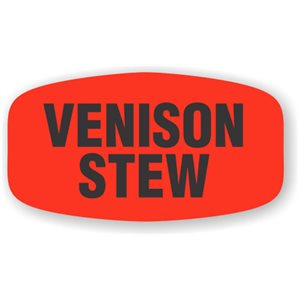 Label - Venison Stew Black On Red Short Oval 1000/Roll