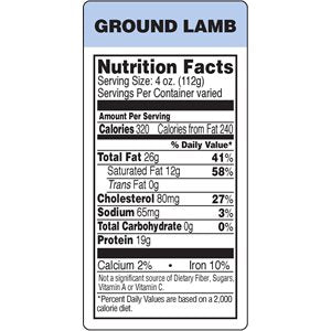 Label - Ground Lamb (nut Fact) Blue/Black/UV 1.5x3.0 In. 1M/Roll