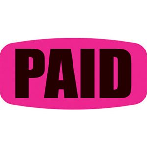 Label - Paid Pink Short Oval 1000/Roll