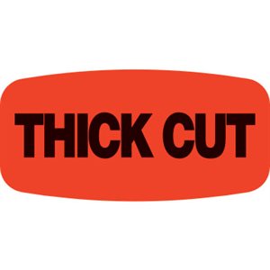 Label - Thick Cut Black On Red Short Oval 1000/Roll