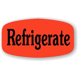 Label - Refrigerate Black On Red Short Oval 1000/Roll