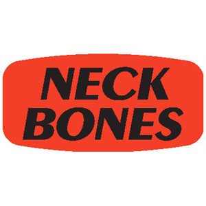 Label - Neck Bones Black On Red Short Oval 1000/Roll