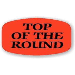 Label - Top of the Round Black on Red Short Oval 1000/Roll