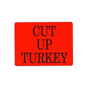 Label - Cut Up Turkey Black On Red 1.5x2.0 In. 1M/Roll