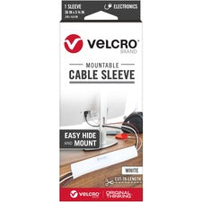VELCRO&reg; Mountable Cut-To-Length Cable Sleeves - Cable Sleeve - White - 1 Pack