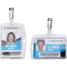 Advantus Plastic ID Card Holders - Horizontal/Vertical - Plastic - 25 / Pack - Clear - Rotating Clip