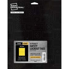 Avery&reg; UltraDuty Lock Out Tag Out Hang Tags - 2.92" Length x 5.50" Width - 60 / Pack - Plastic - Yellow