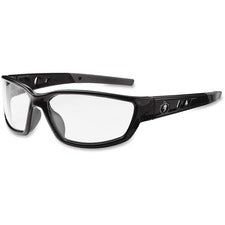 Ergodyne Kvasir Clear Lens Safety Glasses - Durable, Flexible, Non-slip, Scratch Resistant, Perspiration Resistant, Lightweight, Comfortable - Medium Size - Ultraviolet Protection - Black - 1 Each