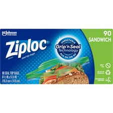 Ziploc&reg; Sandwich Bags - 5.88" Width x 6.50" Length - Clear - Plastic - 90/Box - Sandwich, Storage