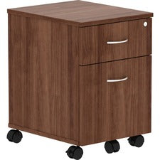 Lorell Relevance Walnut Laminate Mobile Pedestal - 2-Drawer - 15.8" x 19.9" x 22.9" - 2 x File, Box Drawer(s) - Finish: Laminate, Walnut