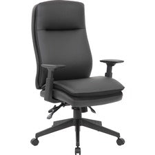 Lorell Premium Vinyl High-back Executive Chair - Black Seat - Black Back - Black Frame - High Back - 5-star Base - Black - Vinyl - Armrest - 1 Each