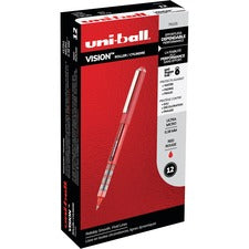 uniball&trade; Vision Rollerball Pen - Ultra Micro Pen Point - 0.38 mm Pen Point Size - Red - 1 Dozen