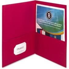Business Source Letter Pocket Folder - 8 1/2" x 11" - 100 Sheet Capacity - 2 Inside Front & Back Pocket(s) - Paper - Red - 25 / Box