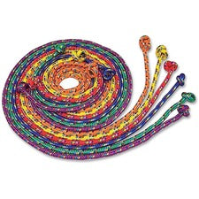 Braided Nylon Jump Ropes, 8 Ft, Assorted, 6/pack