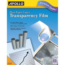 Plain Paper Transparency Film, 8.5 X 11, Black On Clear, 100/box