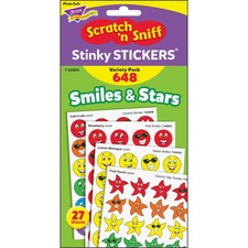 Stinky Stickers Variety Pack, Smiles And Stars, Assorted Colors, 648/pack