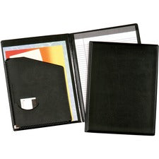 Cardinal Letter Pad Folio - 9 1/2" x 12 1/2" - 100 Sheet Capacity - 1 Inside Front Pocket(s) - Vinyl, Polyvinyl Chloride (PVC) - Black - 1 Each
