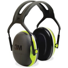 Peltor X4A Earmuffs - Lightweight, Comfortable, Cushioned, Adjustable Headband, Durable - Noise, Noise Reduction Rating Protection - Steel, Steel - Black, Green - 1 Each